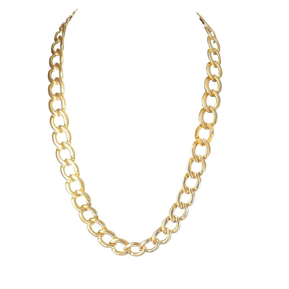 Vintage Gold Tone Chain Necklace 24” Long Large Links Mobwife 80s